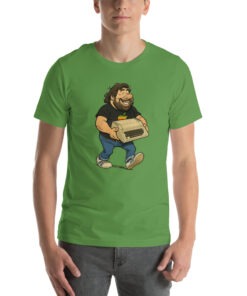 Cartoon Wozniak with Apple II